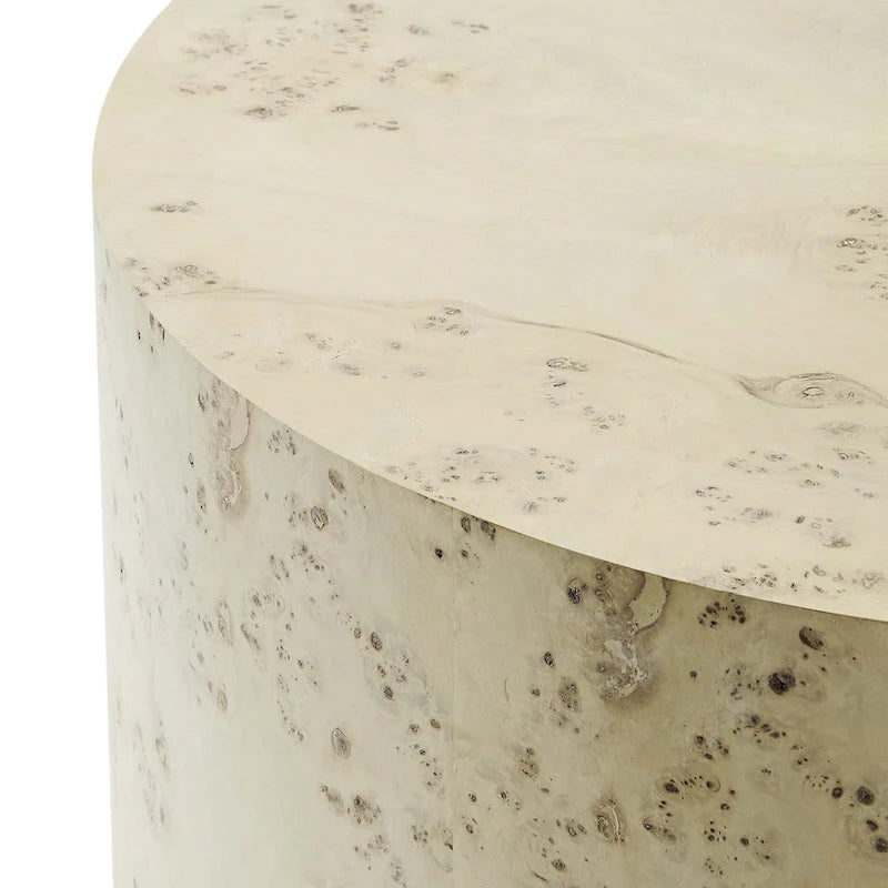 Table basse ronde en loupe de bois style milieu de siècle Penrod