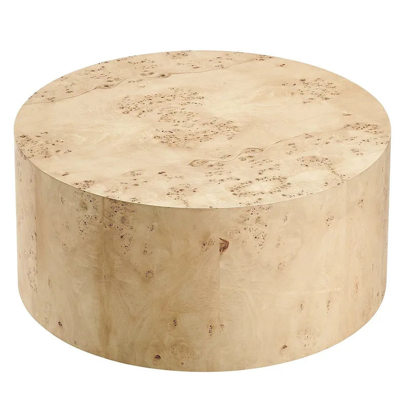 Table basse ronde en loupe de bois style milieu de siècle Penrod