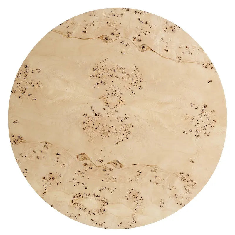 Table basse ronde en loupe de bois style milieu de siècle Penrod