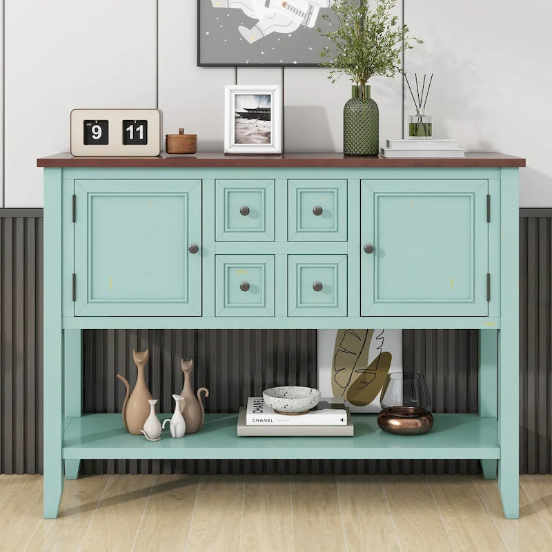 Console/Buffet rétro Nestfair avec tiroirs et étagère inférieure