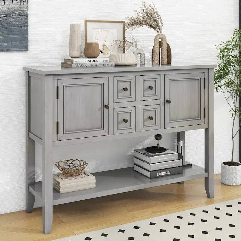 Console/Buffet rétro Nestfair avec tiroirs et étagère inférieure