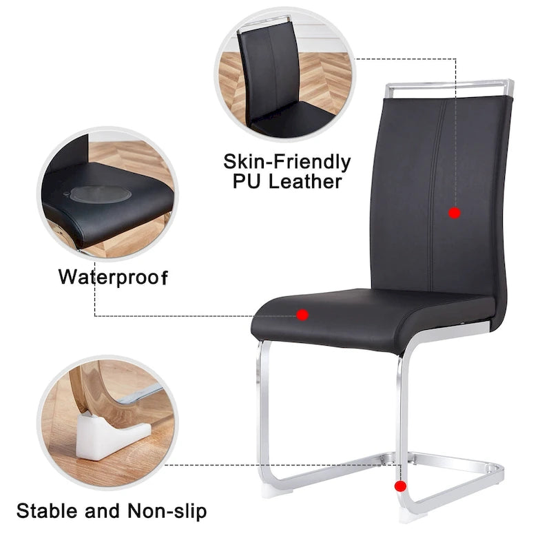 Chaises de salle à manger modernes en similicuir PU, lot de 4