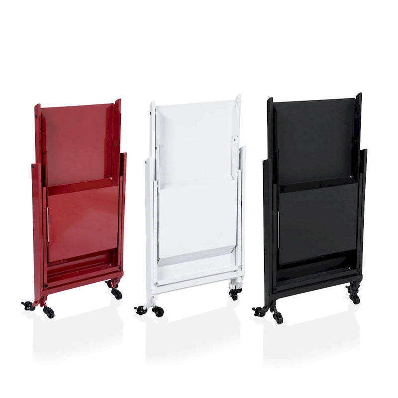 Desserte pliante Zonnie en acier contemporain à 2 étagères avec base roulante par Furniture of America