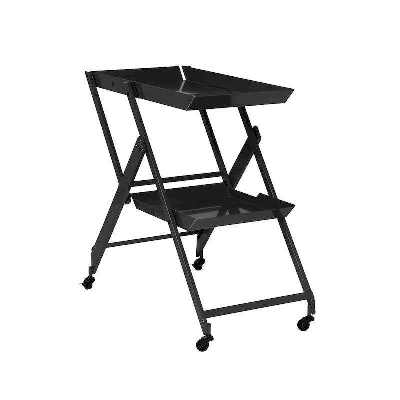 Desserte pliante Zonnie en acier contemporain à 2 étagères avec base roulante par Furniture of America