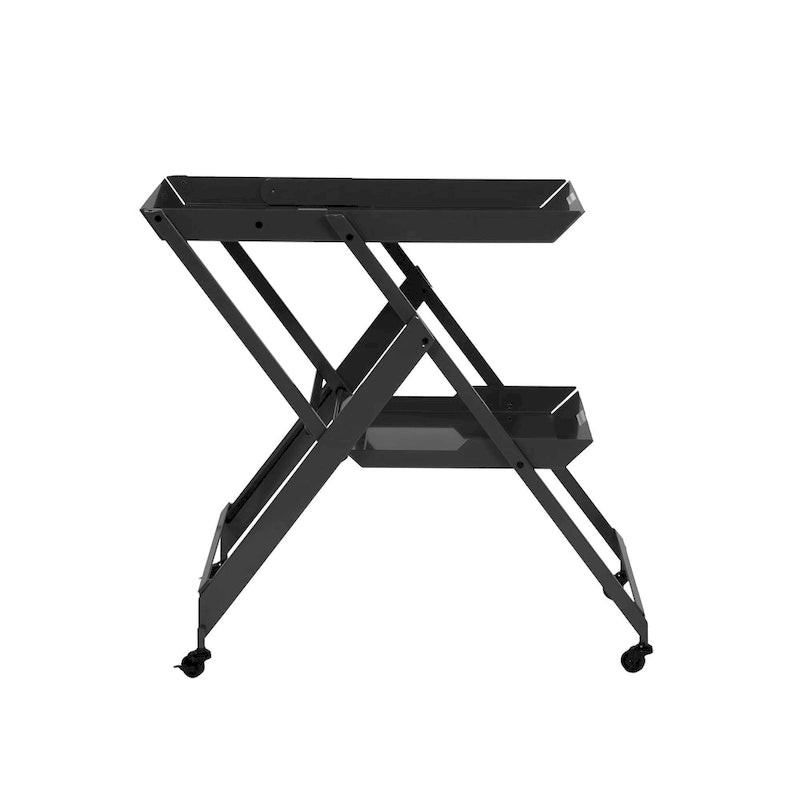 Desserte pliante Zonnie en acier contemporain à 2 étagères avec base roulante par Furniture of America