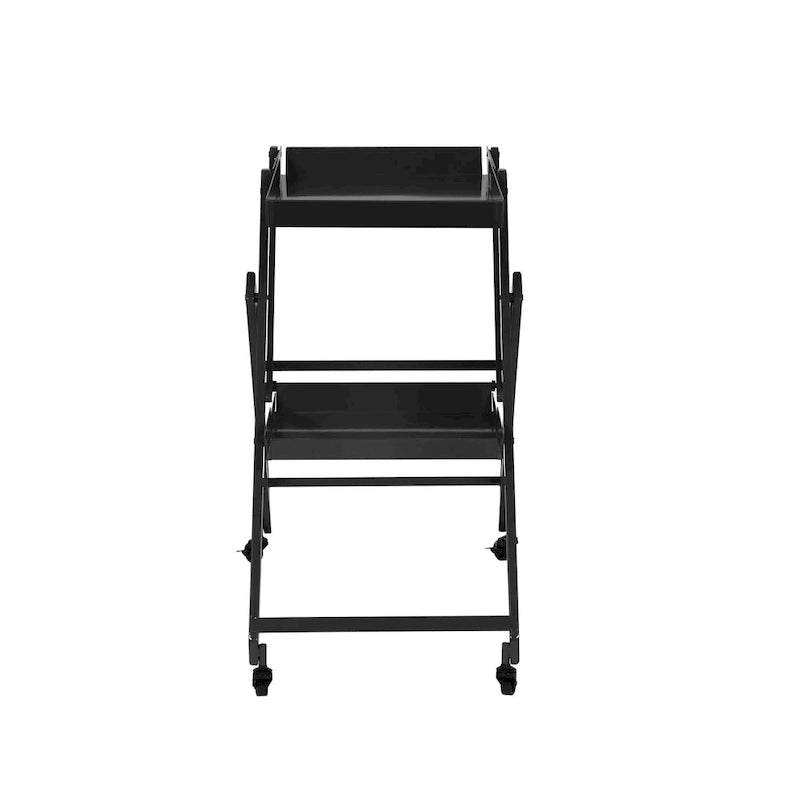 Desserte pliante Zonnie en acier contemporain à 2 étagères avec base roulante par Furniture of America
