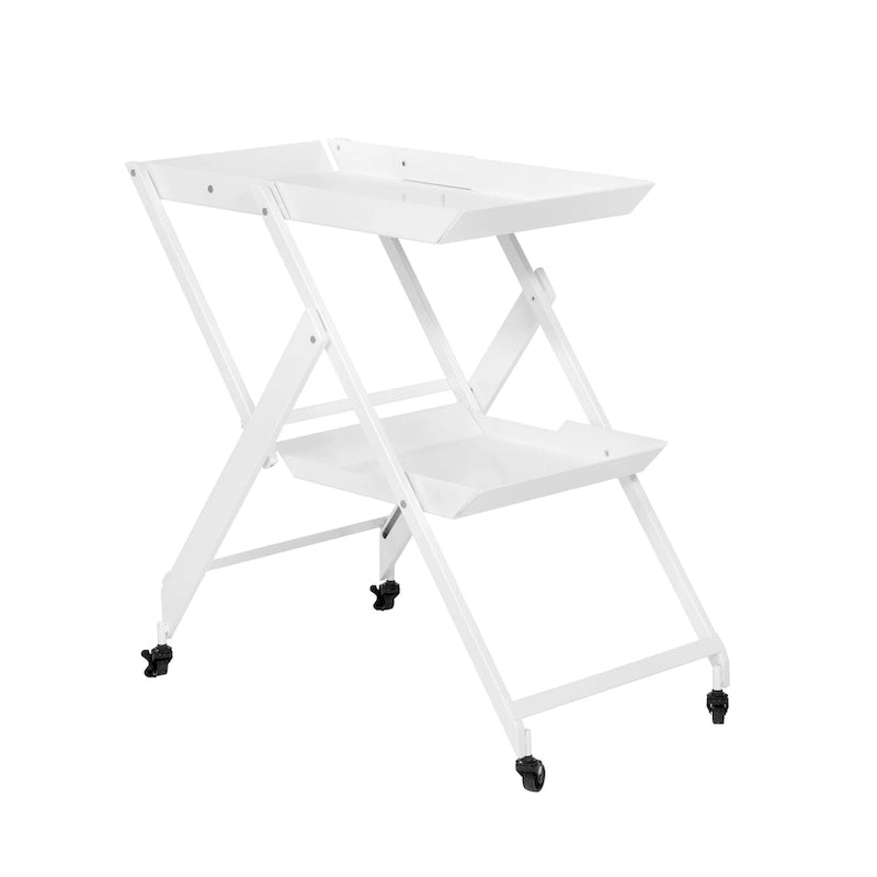 Desserte pliante Zonnie en acier contemporain à 2 étagères avec base roulante par Furniture of America