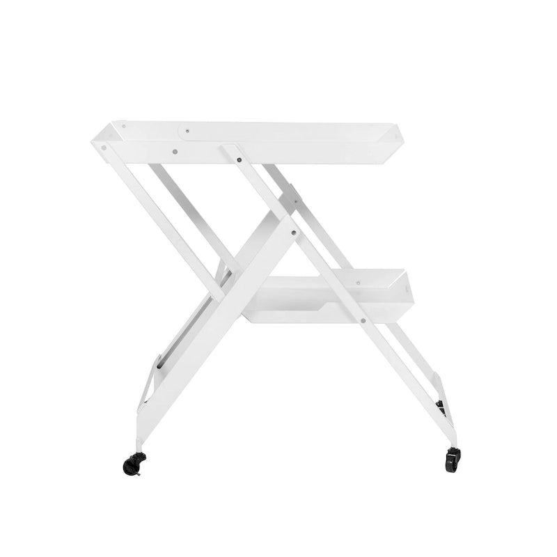 Desserte pliante Zonnie en acier contemporain à 2 étagères avec base roulante par Furniture of America