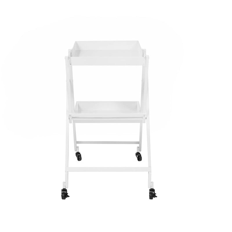 Desserte pliante Zonnie en acier contemporain à 2 étagères avec base roulante par Furniture of America