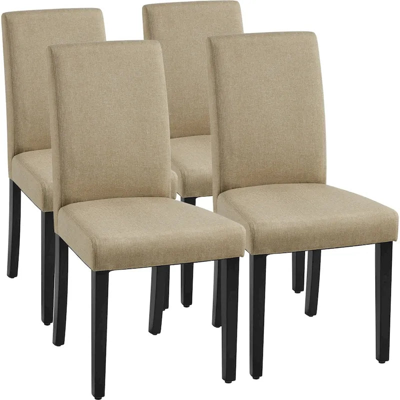 Yaheetech Lot de 4 chaises de salle à manger rembourrées en tissu avec pieds en bois massif pour salle à manger - N/A