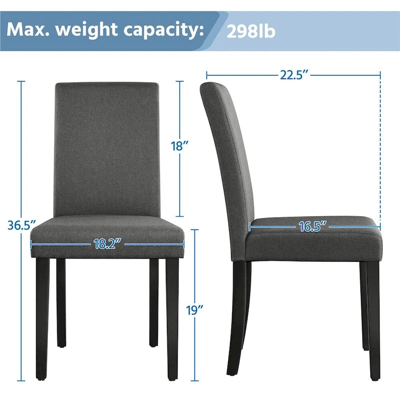 Yaheetech Lot de 4 chaises de salle à manger rembourrées en tissu avec pieds en bois massif pour salle à manger - N/A
