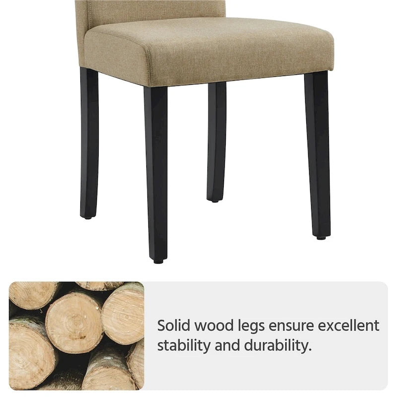 Yaheetech Lot de 4 chaises de salle à manger rembourrées en tissu avec pieds en bois massif pour salle à manger - N/A
