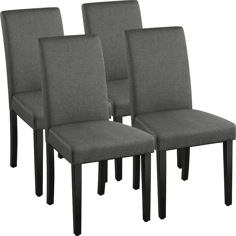 Yaheetech Lot de 4 chaises de salle à manger rembourrées en tissu avec pieds en bois massif pour salle à manger - N/A