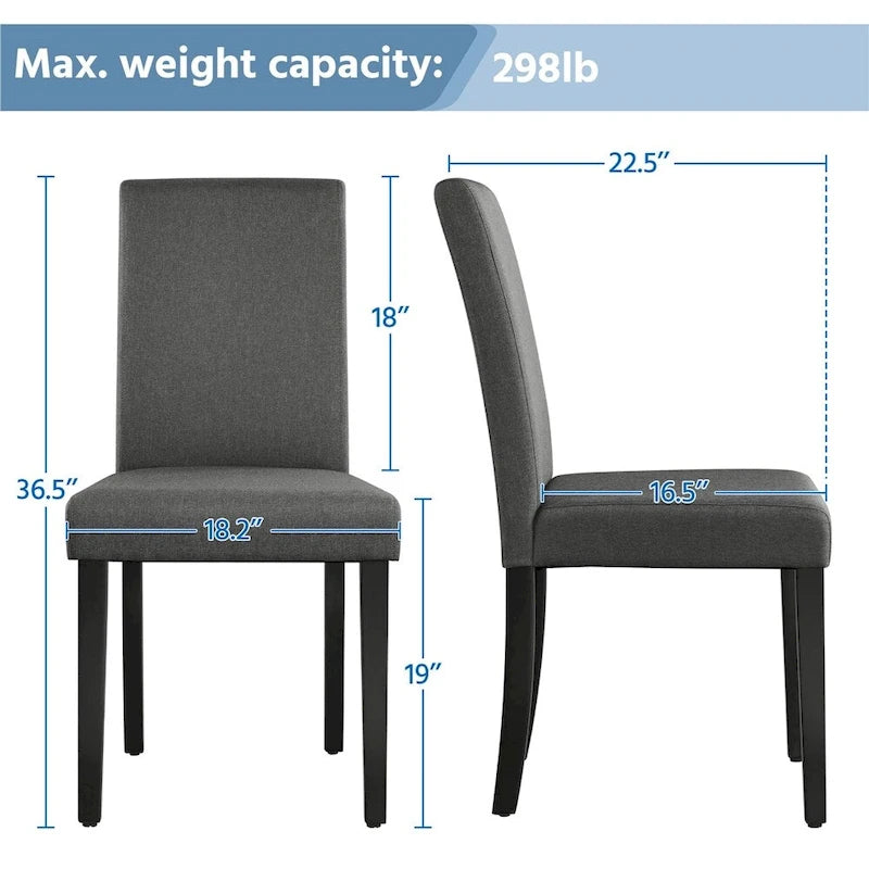 Yaheetech Lot de 4 chaises de salle à manger rembourrées en tissu avec pieds en bois massif pour salle à manger - N/A