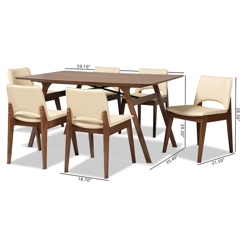Ensemble de salle à manger Afton Mid-Century Modern 7 pièces