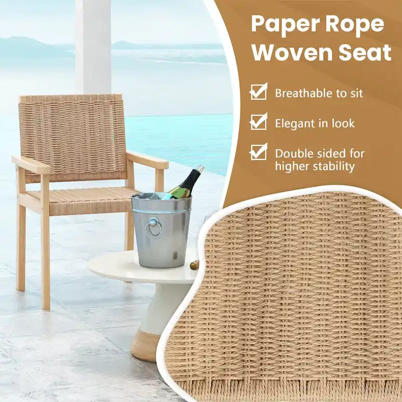Lot de 2/4 tabourets de bar sans dossier 18" avec cadre en bois et assise en papier tressé
