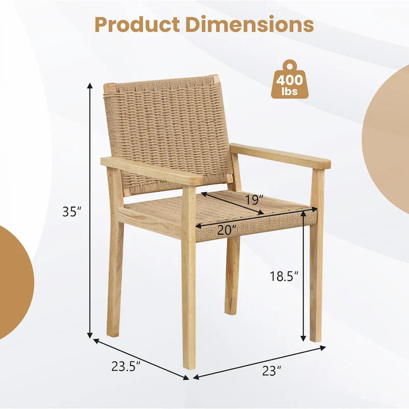 Lot de 2/4 tabourets de bar sans dossier 18" avec cadre en bois et assise en papier tressé