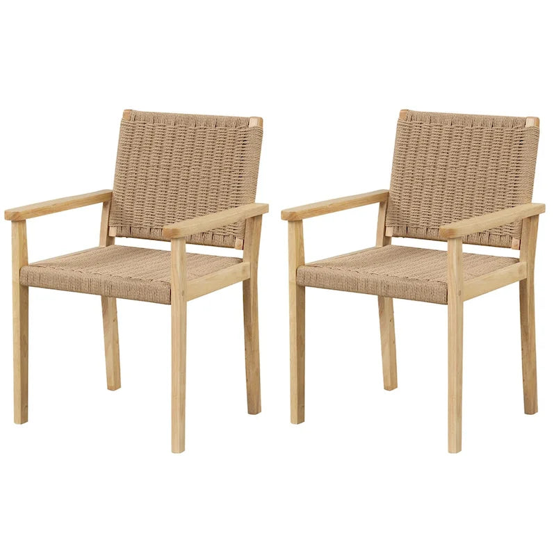 Lot de 2/4 tabourets de bar sans dossier 18" avec cadre en bois et assise en papier tressé