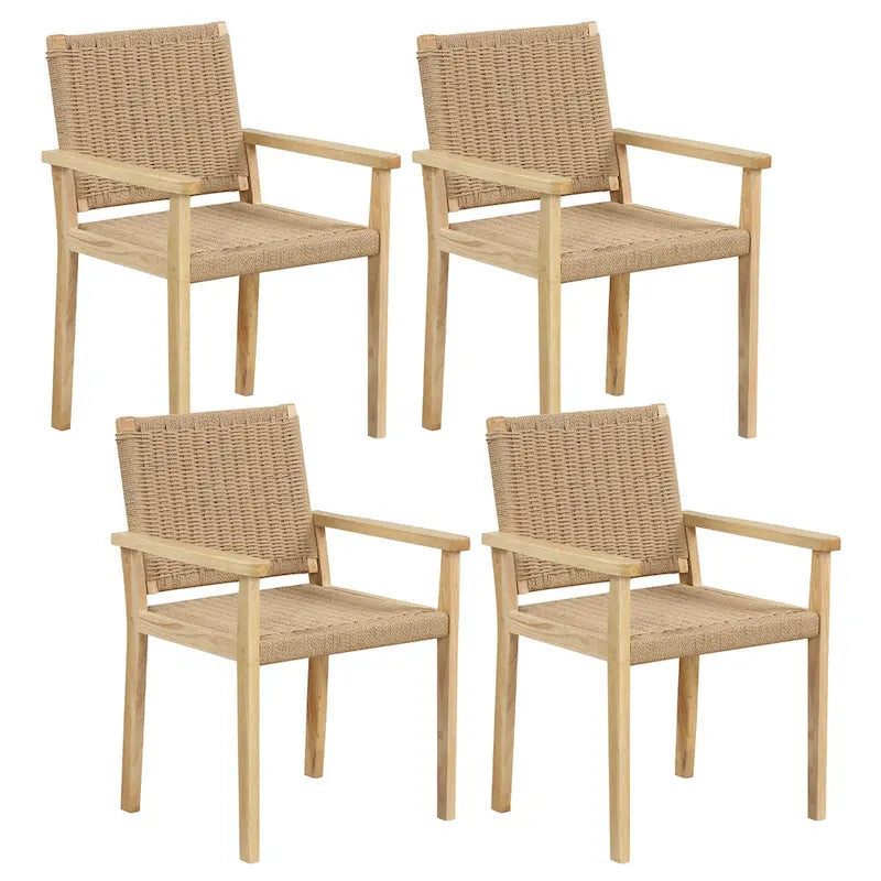 Lot de 2/4 tabourets de bar sans dossier 18" avec cadre en bois et assise en papier tressé