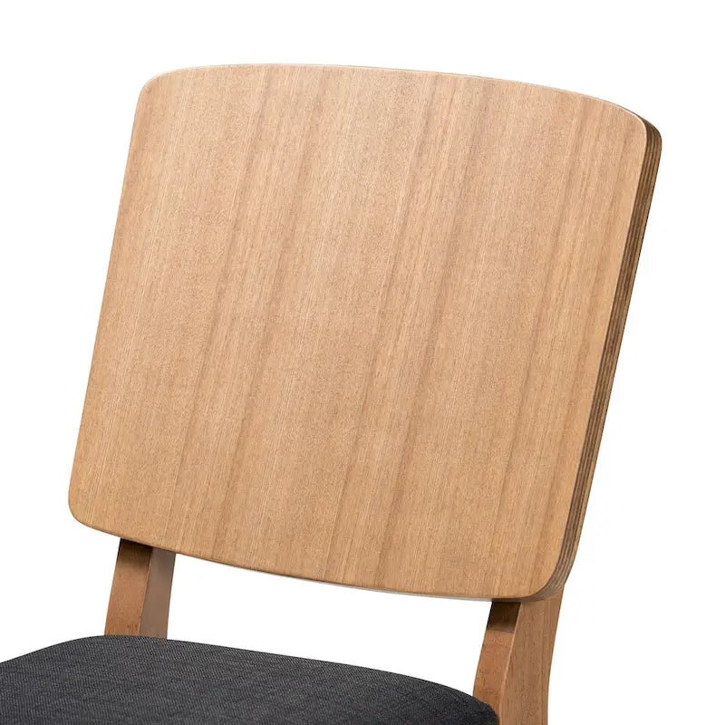 Ensemble de 2 chaises de salle à manger danoises modernes du milieu du siècle en tissu noir et bois d'hévéa finition chêne français marron