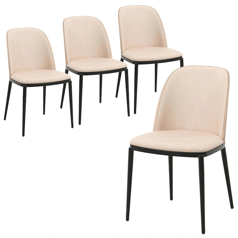 Chaise de salle à manger avec assise rembourrée, chaise d'appoint avec cadre en bois MDF et acier, lot de 4