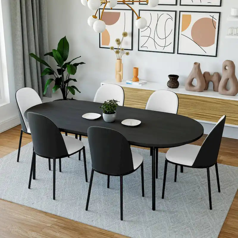 Chaise de salle à manger avec assise rembourrée, chaise d'appoint avec cadre en bois MDF et acier, lot de 4