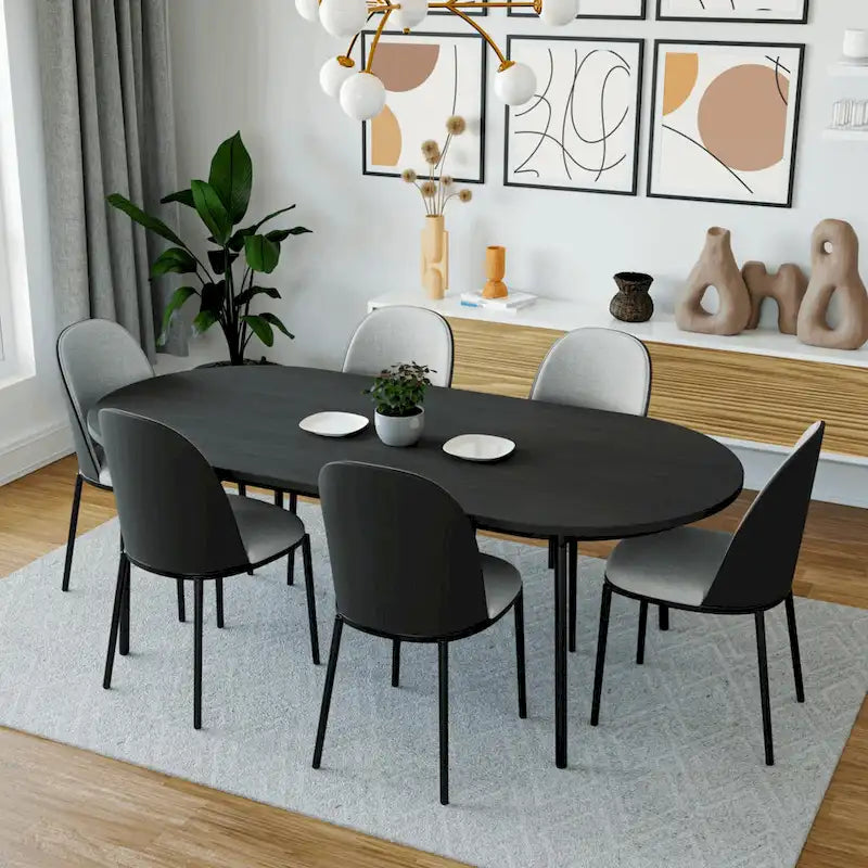 Chaise de salle à manger avec assise rembourrée, chaise d'appoint avec cadre en bois MDF et acier, lot de 4