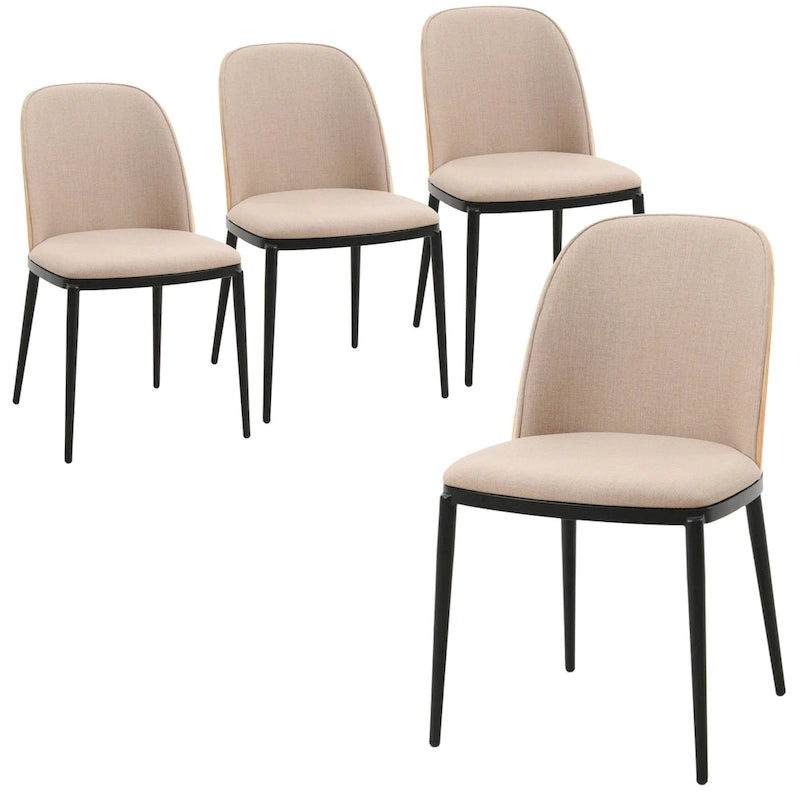Chaise de salle à manger avec assise rembourrée, chaise d'appoint avec cadre en bois MDF et acier, lot de 4