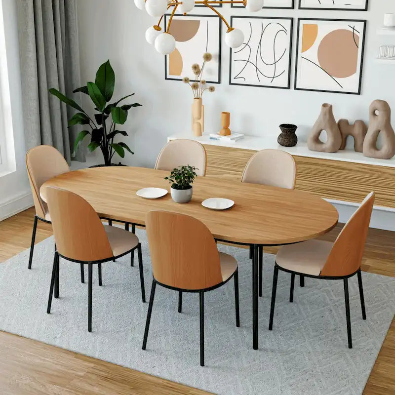 Chaise de salle à manger avec assise rembourrée, chaise d'appoint avec cadre en bois MDF et acier, lot de 4
