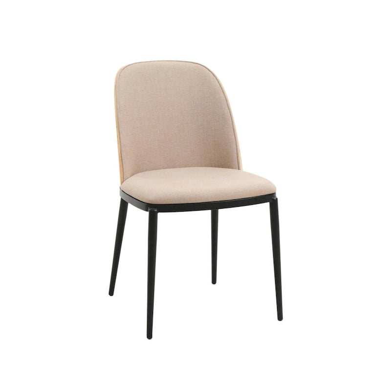 Chaise de salle à manger avec assise rembourrée, chaise d'appoint avec cadre en bois MDF et acier, lot de 4