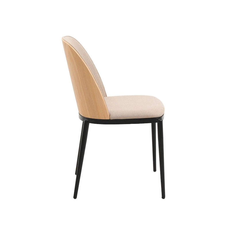 Chaise de salle à manger avec assise rembourrée, chaise d'appoint avec cadre en bois MDF et acier, lot de 4