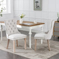 Chaise de salle à manger capitonnée en lin avec pieds en bois massif, lot de 2