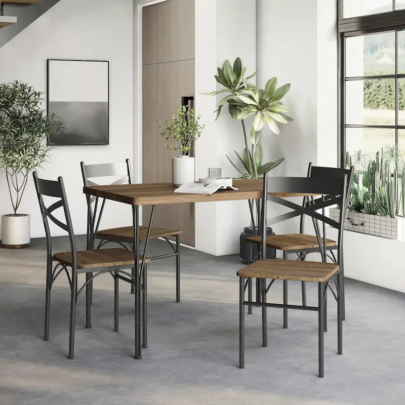Ensemble de salle à manger Zath Industrial Metal 5 pièces par Furniture of America