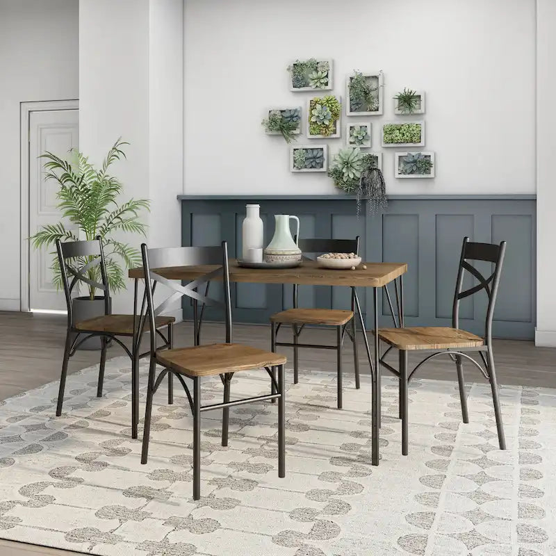 Ensemble de salle à manger Zath Industrial Metal 5 pièces par Furniture of America