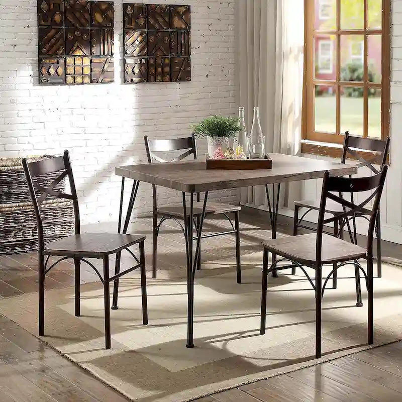 Ensemble de salle à manger Zath Industrial Metal 5 pièces par Furniture of America