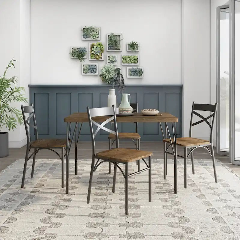 Ensemble de salle à manger Zath Industrial Metal 5 pièces par Furniture of America