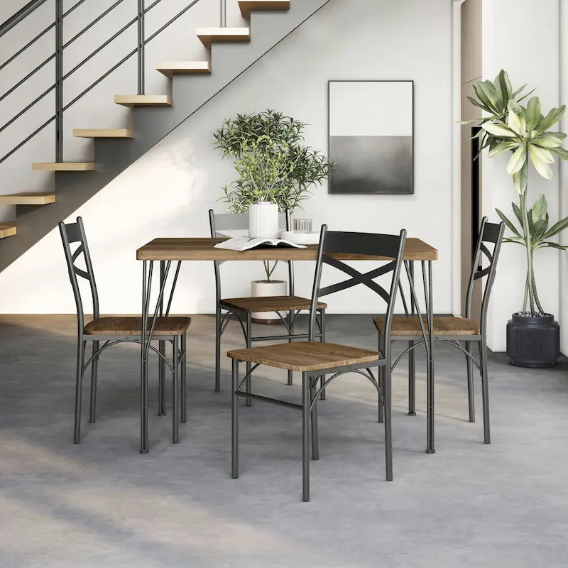 Ensemble de salle à manger Zath Industrial Metal 5 pièces par Furniture of America