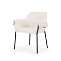 Chaise de salle à manger Brently avec tissu bouclé crème et pieds en métal noir mat