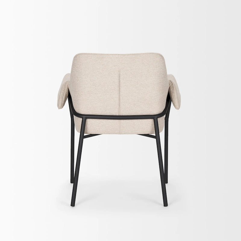 Chaise de salle à manger Brently avec tissu bouclé crème et pieds en métal noir mat