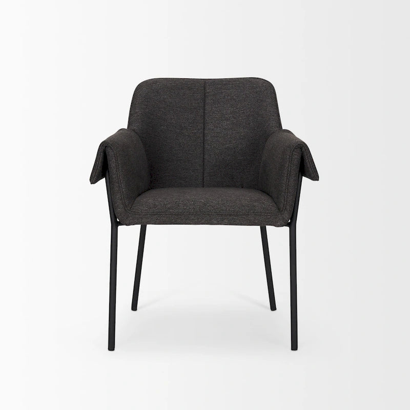 Chaise de salle à manger Brently avec tissu bouclé crème et pieds en métal noir mat