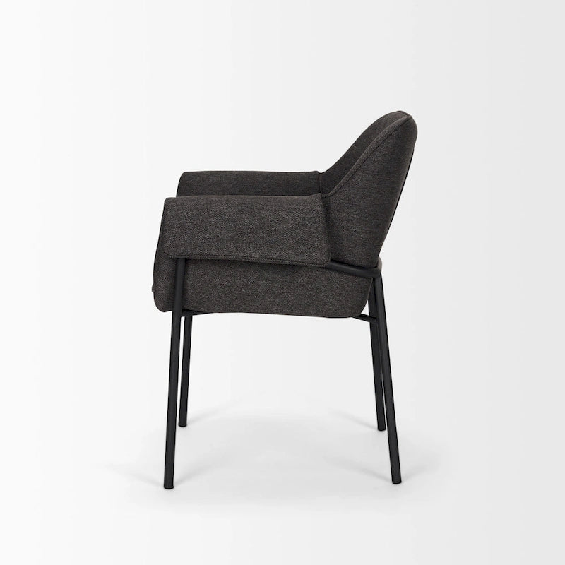 Chaise de salle à manger Brently avec tissu bouclé crème et pieds en métal noir mat