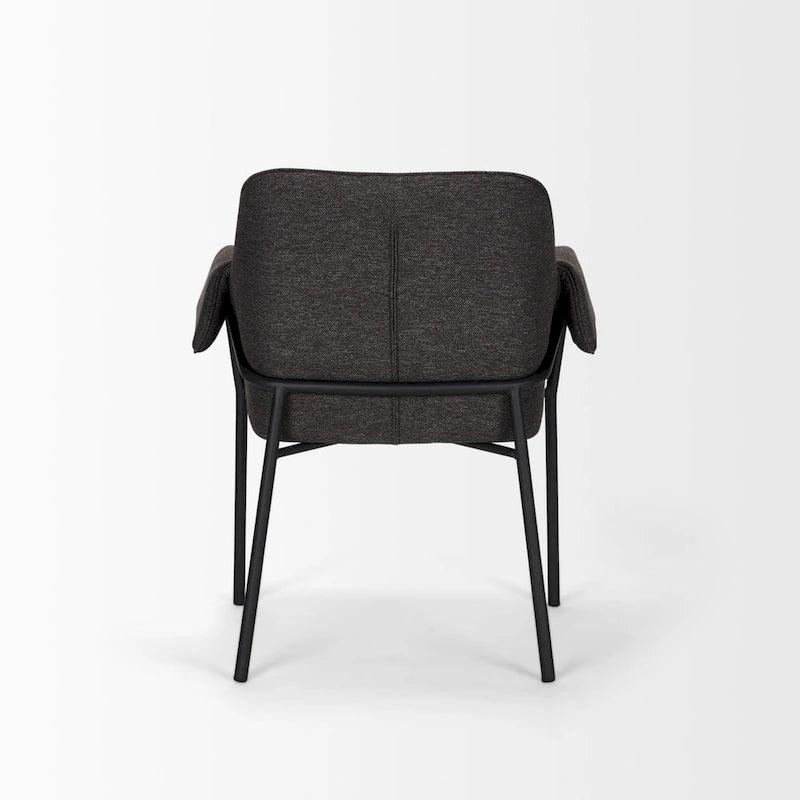 Chaise de salle à manger Brently avec tissu bouclé crème et pieds en métal noir mat