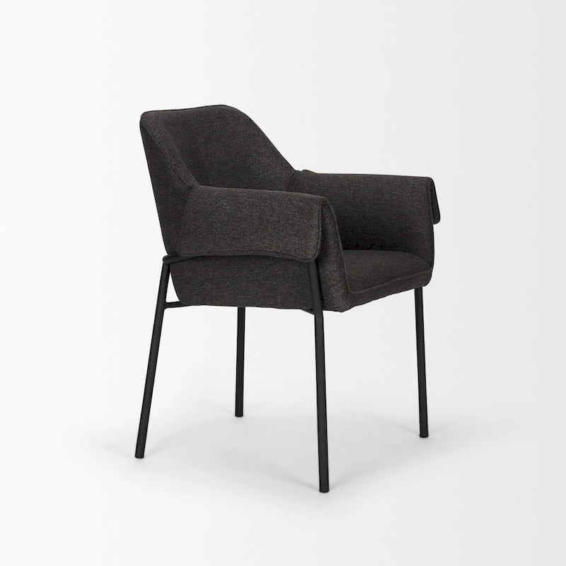 Chaise de salle à manger Brently avec tissu bouclé crème et pieds en métal noir mat