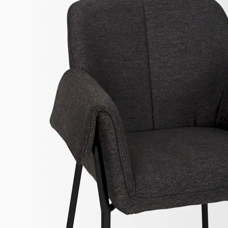 Chaise de salle à manger Brently avec tissu bouclé crème et pieds en métal noir mat