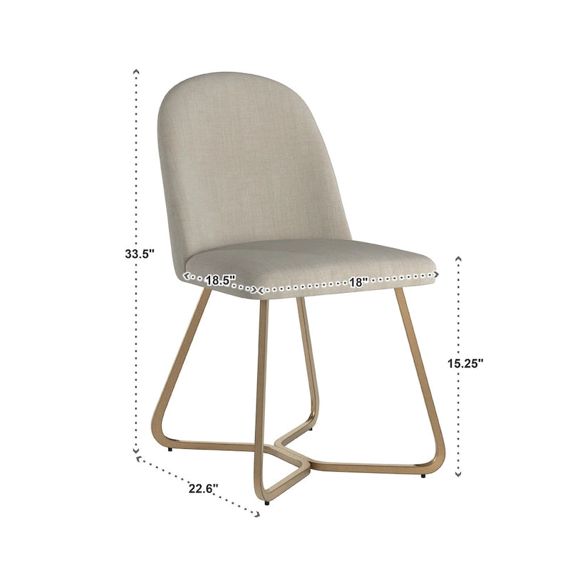 Chaise de salle à manger Cheyenne en métal doré (lot de 2) par iNSPIRE Q Modern