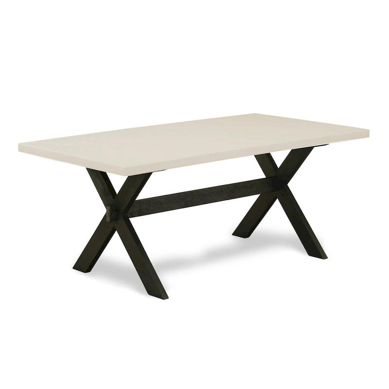 East West Furniture Ensemble de salle à manger - une table de salle à manger et des chaises rembourrées en tissu de lin de couleur noire, noir (option de pièces)