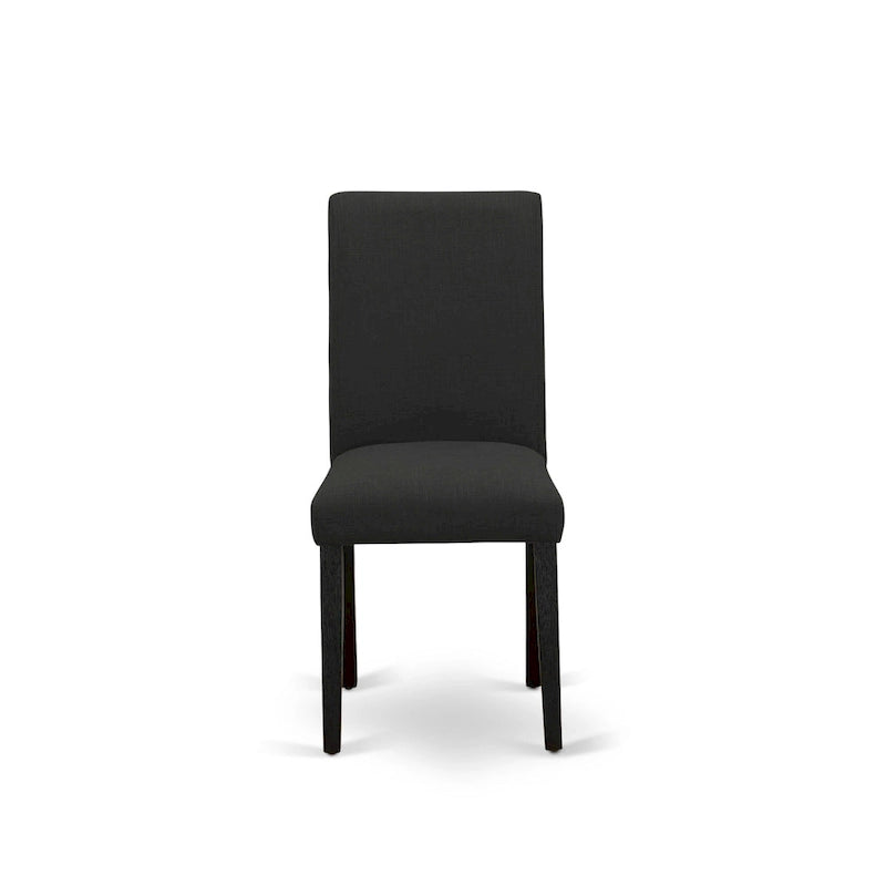 East West Furniture Ensemble de salle à manger - une table de salle à manger et des chaises rembourrées en tissu de lin de couleur noire, noir (option de pièces)