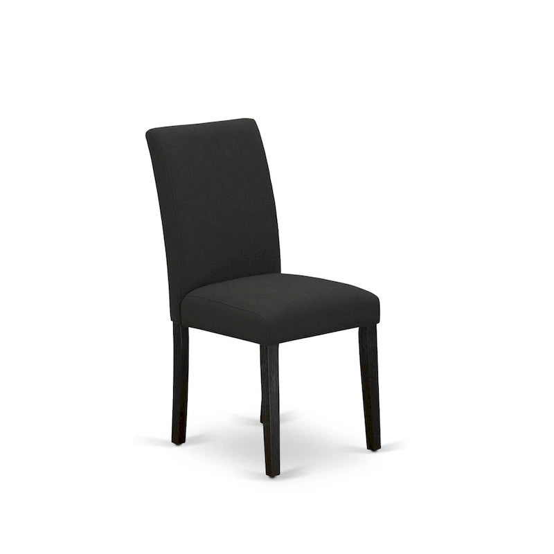 East West Furniture Ensemble de salle à manger - une table de salle à manger et des chaises rembourrées en tissu de lin de couleur noire, noir (option de pièces)