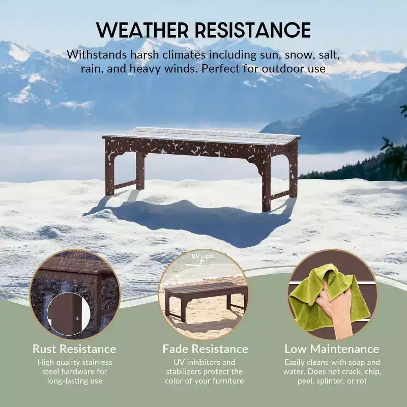 Banc extérieur WestinTrends sans dossier toutes saisons pour patio et jardin