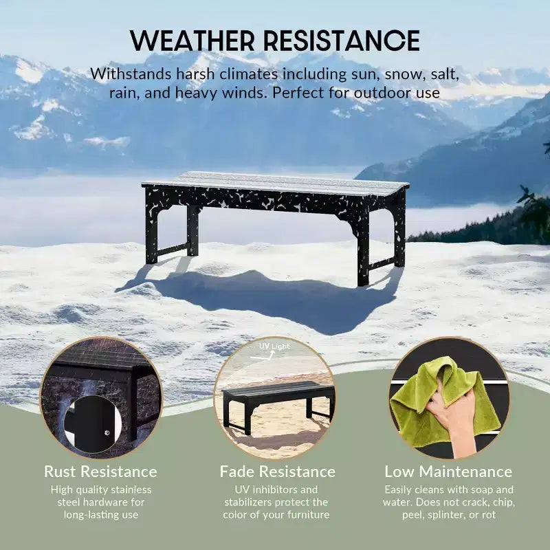 Banc extérieur WestinTrends sans dossier toutes saisons pour patio et jardin